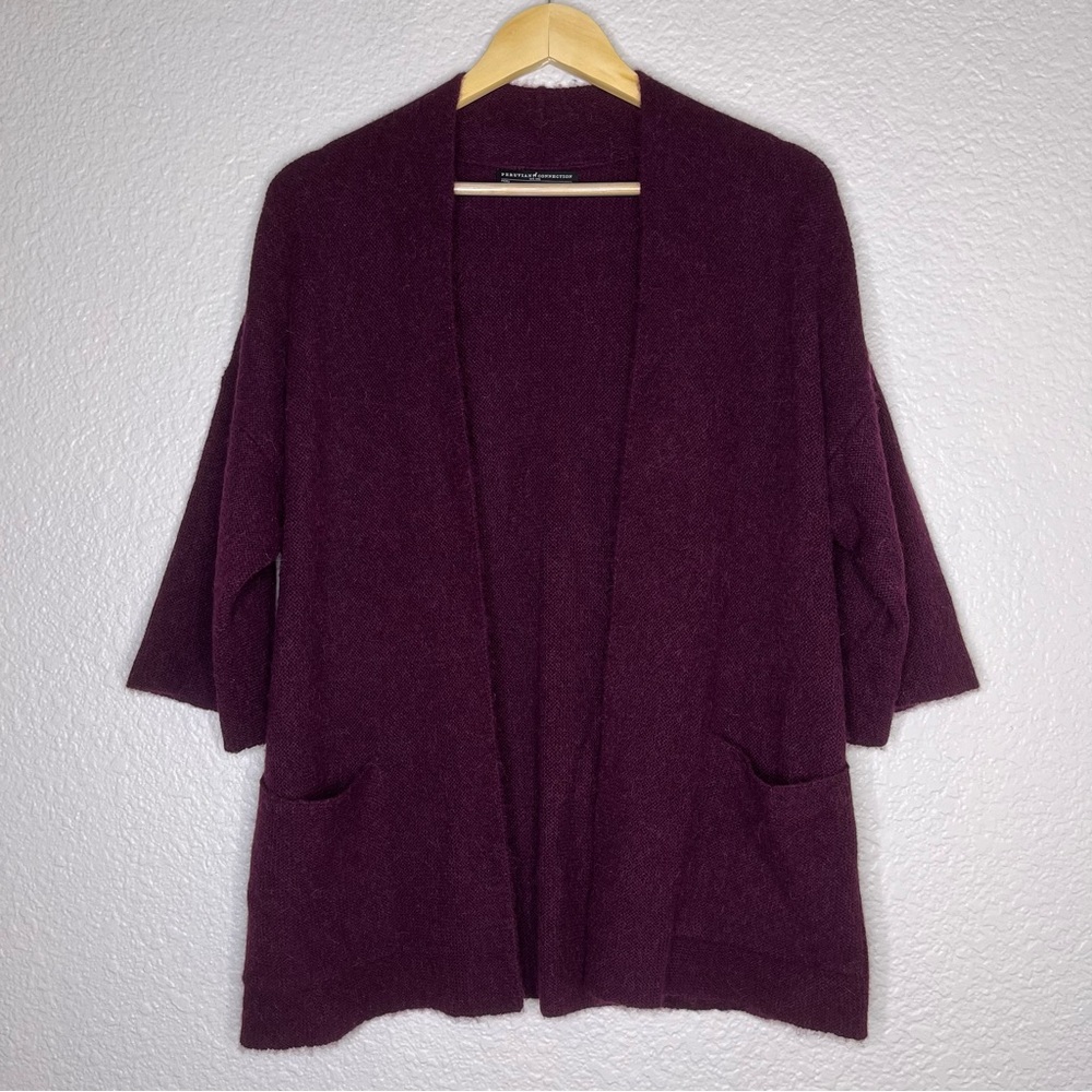 Peruvian Connection Burgundy Alpaca Knit Cardigan‎ Pockets Size Small